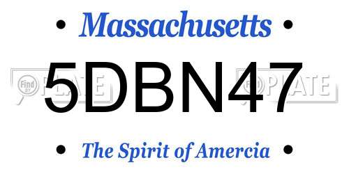 5DBN47 Massachusetts License Plate