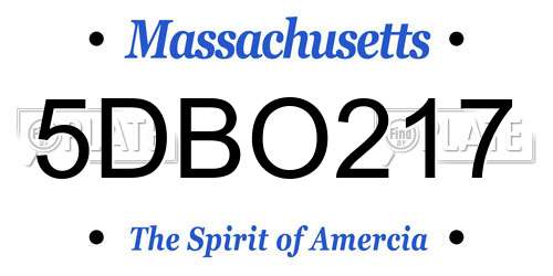 5DBO217 Massachusetts License Plate