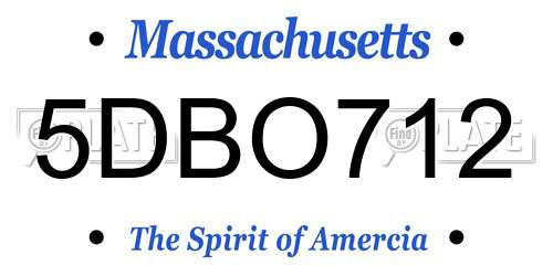 5DBO712 Massachusetts License Plate