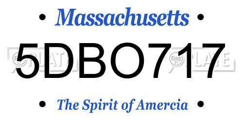 5DBO717 Massachusetts License Plate