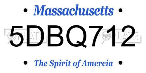5DBQ712 Massachusetts License Plate