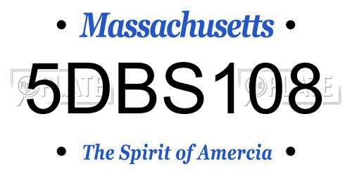 5DBS108 Massachusetts License Plate