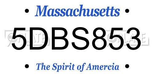 5DBS853 Massachusetts License Plate