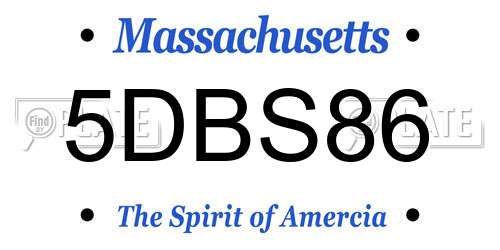 5DBS86 Massachusetts License Plate