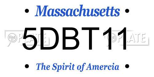 5DBT11 Massachusetts License Plate