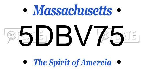 5DBV75 Massachusetts License Plate