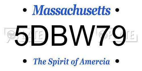 5DBW79 Massachusetts License Plate
