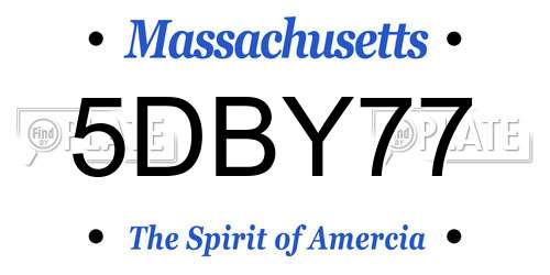 5DBY77 Massachusetts License Plate