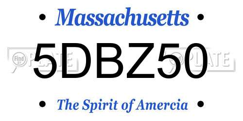5DBZ50 Massachusetts License Plate
