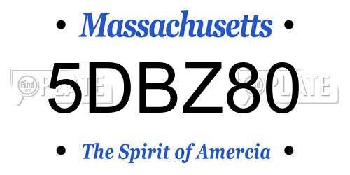 5DBZ80 Massachusetts License Plate