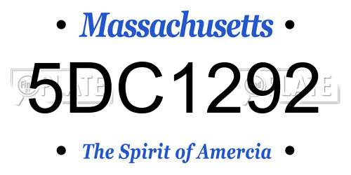 5DC1292 Massachusetts License Plate