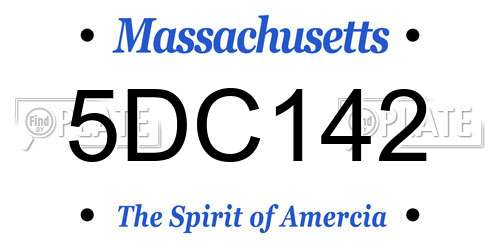 5DC142 Massachusetts License Plate
