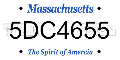 5DC4655 Massachusetts License Plate