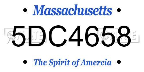 5DC4658 Massachusetts License Plate