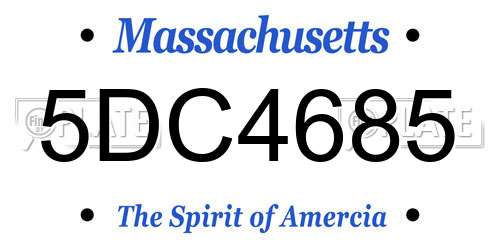 5DC4685 Massachusetts License Plate