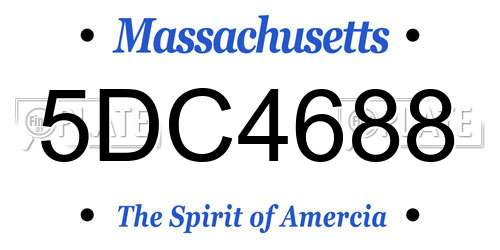 5DC4688 Massachusetts License Plate