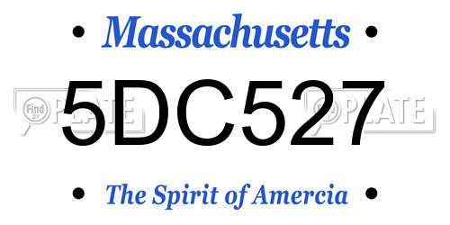 5DC527 Massachusetts License Plate
