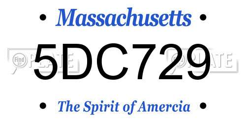 5DC729 Massachusetts License Plate