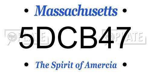 5DCB47 Massachusetts License Plate