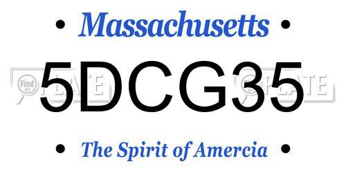 5DCG35 Massachusetts License Plate