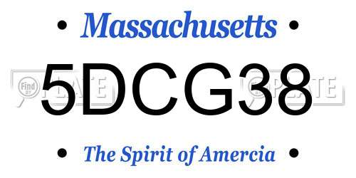 5DCG38 Massachusetts License Plate