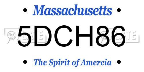 5DCH86 Massachusetts License Plate