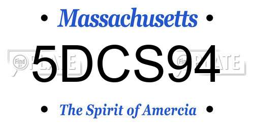 5DCS94 Massachusetts License Plate