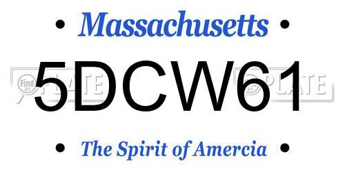 5DCW61 Massachusetts License Plate