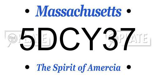 5DCY37 Massachusetts License Plate
