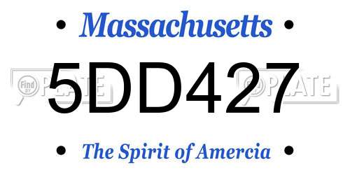 5DD427 Massachusetts License Plate