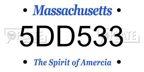 5DD533 Massachusetts License Plate