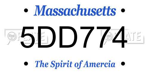 5DD774 Massachusetts License Plate