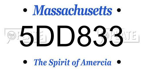 5DD833 Massachusetts License Plate