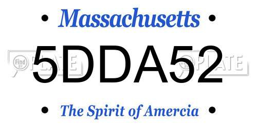 5DDA52 Massachusetts License Plate