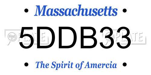 5DDB33 Massachusetts License Plate