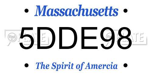 5DDE98 Massachusetts License Plate