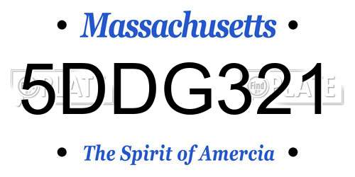 5DDG321 Massachusetts License Plate