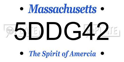 5DDG42 Massachusetts License Plate
