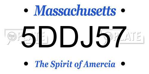 5DDJ57 Massachusetts License Plate