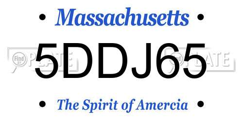 5DDJ65 Massachusetts License Plate