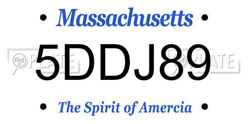 5DDJ89 Massachusetts License Plate