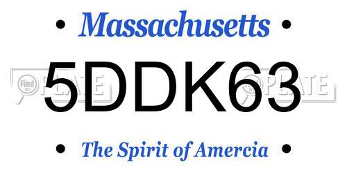 5DDK63 Massachusetts License Plate