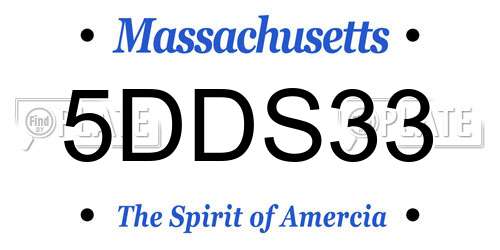 5DDS33 Massachusetts License Plate