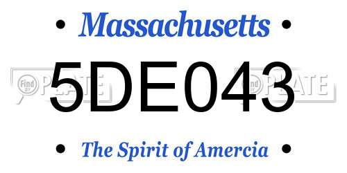 5DE043 Massachusetts License Plate