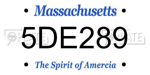 5DE289 Massachusetts License Plate