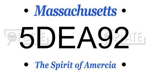 5DEA92 Massachusetts License Plate