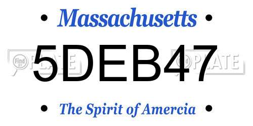 5DEB47 Massachusetts License Plate