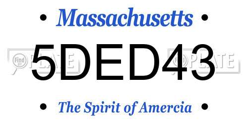 5DED43 Massachusetts License Plate