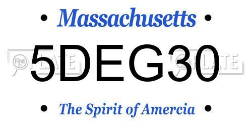 5DEG30 Massachusetts License Plate