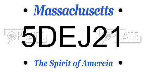 5DEJ21 Massachusetts License Plate